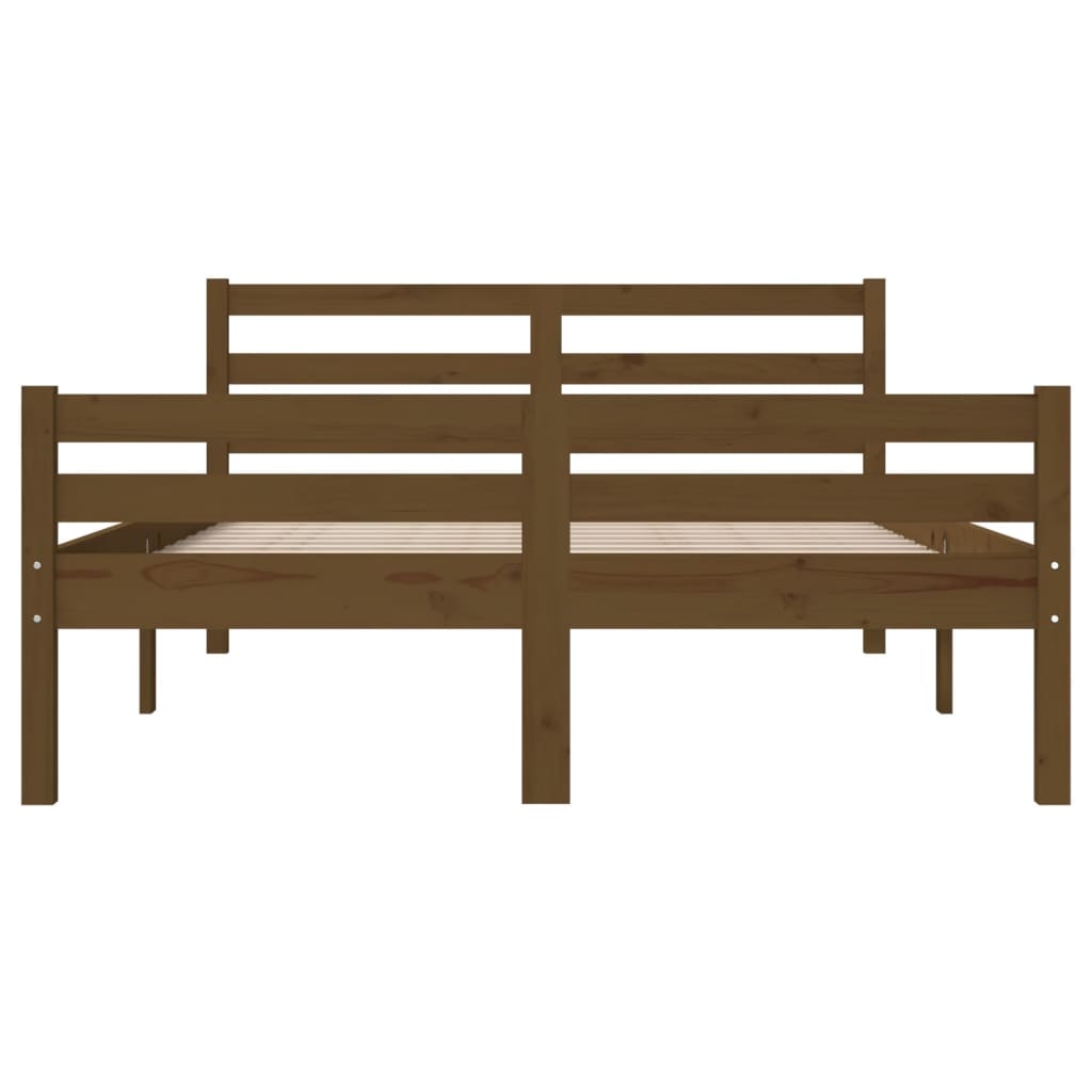 Honey Brown Solid Wood Bed Frame 140x190 cm - No Mattress