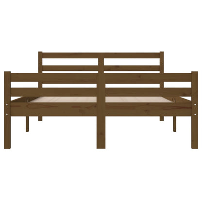 Honey Brown Solid Wood Bed Frame 140x190 cm - No Mattress