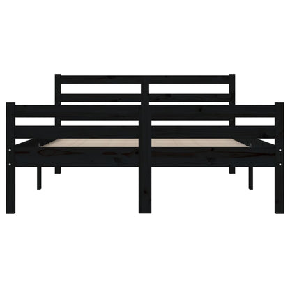 Black Solid Wood Bed Frame 140x190 cm - No Mattress Included