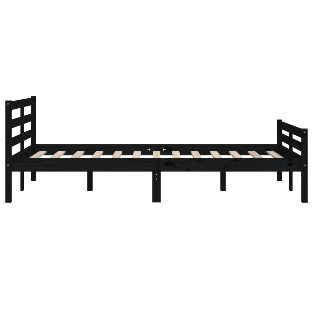 Black Solid Wood Bed Frame 140x190 cm - No Mattress Included
