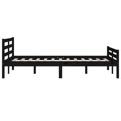 Black Solid Wood Bed Frame 140x190 cm - No Mattress Included