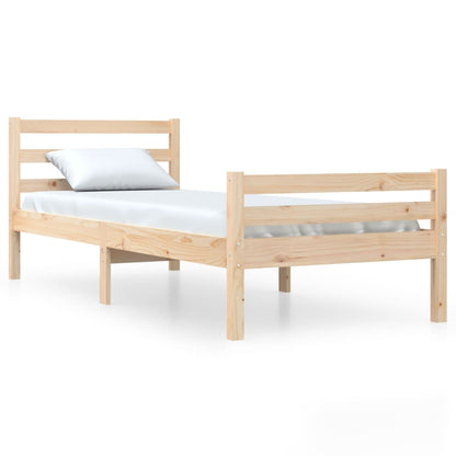 Solid Wood Bed Frame 90x200 cm - Natural Finish, No Mattress