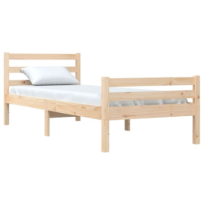 Solid Wood Bed Frame 90x200 cm - Natural Finish, No Mattress