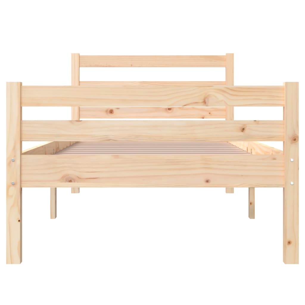 Solid Wood Bed Frame 90x200 cm - Natural Finish, No Mattress