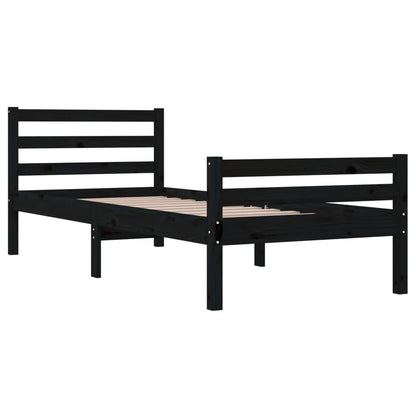 Solid Wood Black Bed Frame - 90x200 cm (Mattress Not Included)