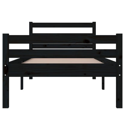 Solid Wood Black Bed Frame - 90x200 cm (Mattress Not Included)