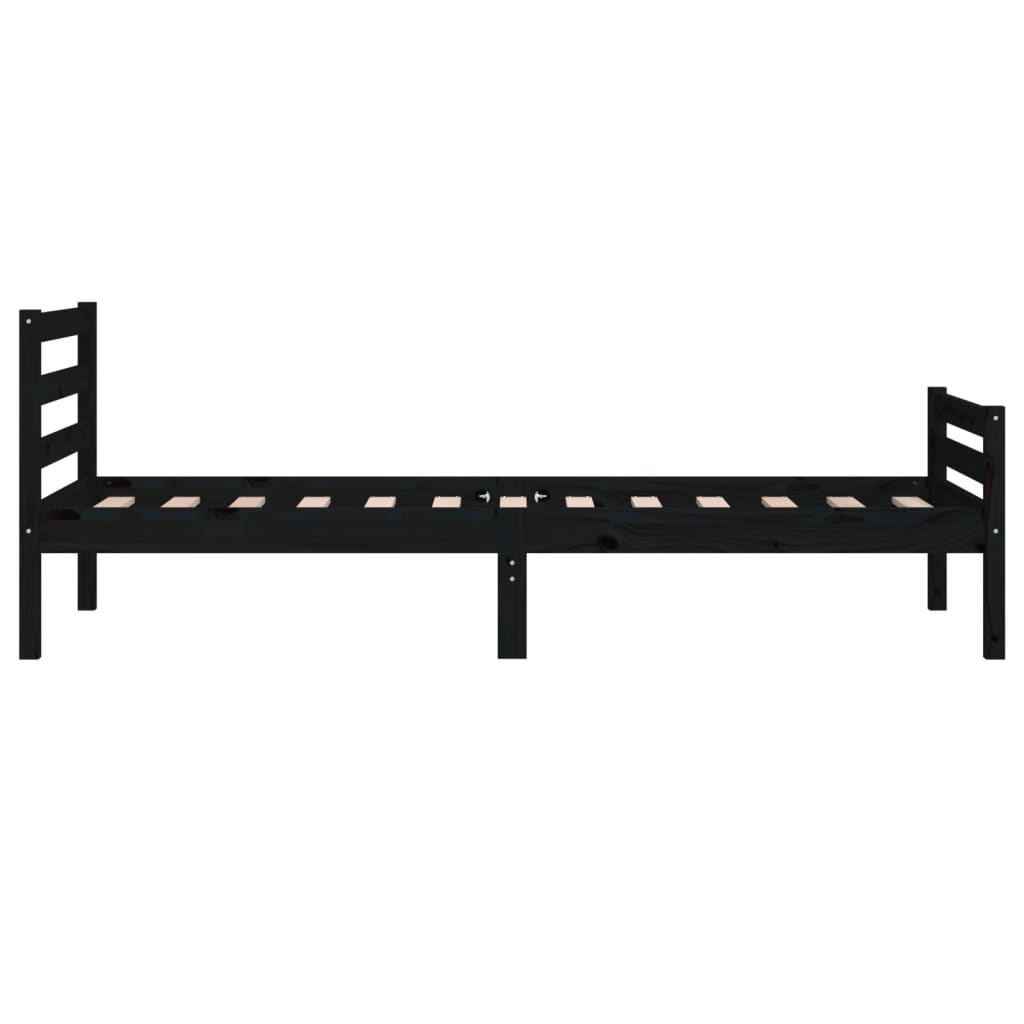 Solid Wood Black Bed Frame - 90x200 cm (Mattress Not Included)