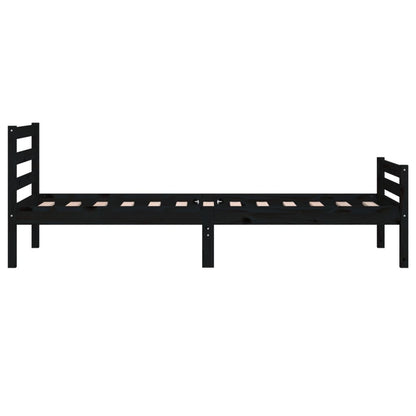 Solid Wood Black Bed Frame - 90x200 cm (Mattress Not Included)