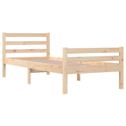 Solid Wood Bed Frame, 100x200 cm - No Mattress, Natural Finish