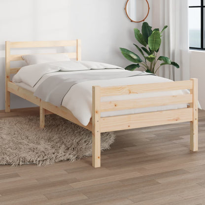 Solid Wood Bed Frame, 100x200 cm - No Mattress, Natural Finish