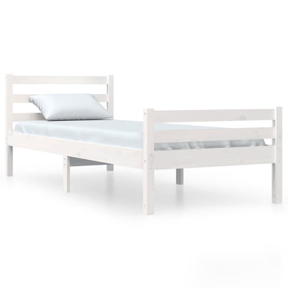 Solid Wood Bed Frame, White, 100x200 cm - Mattress Not Included