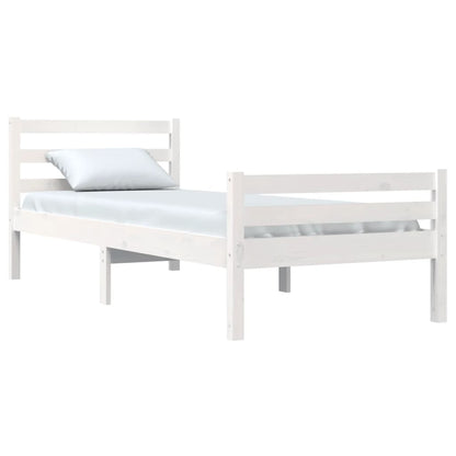 Solid Wood Bed Frame, White, 100x200 cm - Mattress Not Included