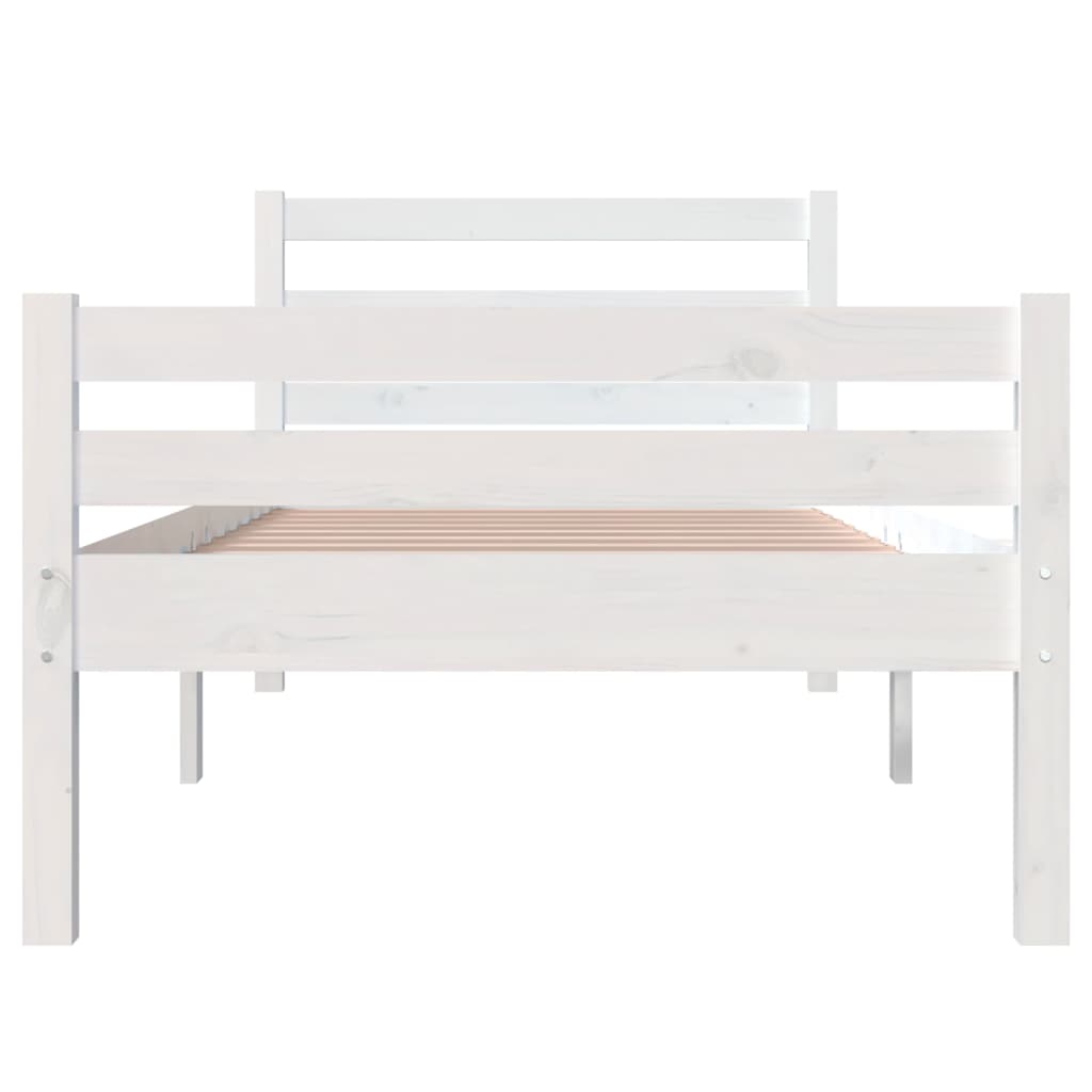 Solid Wood Bed Frame, White, 100x200 cm - Mattress Not Included