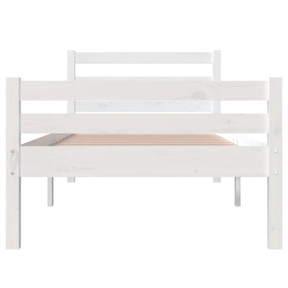 Solid Wood Bed Frame, White, 100x200 cm - Mattress Not Included