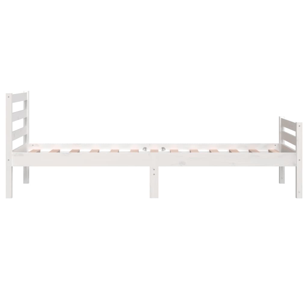 Solid Wood Bed Frame, White, 100x200 cm - Mattress Not Included
