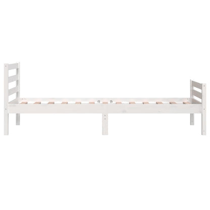 Solid Wood Bed Frame, White, 100x200 cm - Mattress Not Included
