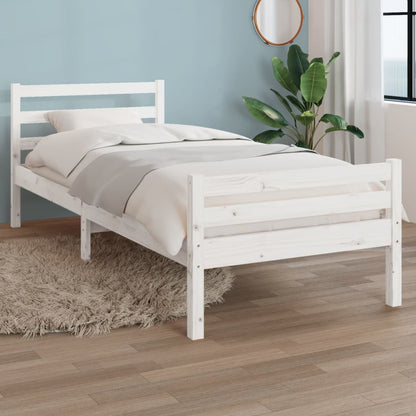 Solid Wood Bed Frame, White, 100x200 cm - Mattress Not Included