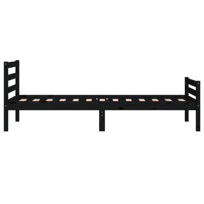 Black Solid Wood Bed Frame, No Mattress, 100x200 cm