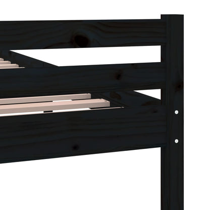 Black Solid Wood Bed Frame, No Mattress, 100x200 cm