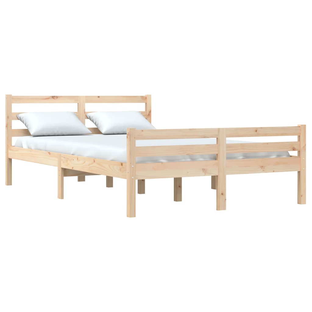 Solid Wood Bed Frame 140x200 cm - Natural Finish No Mattress Included