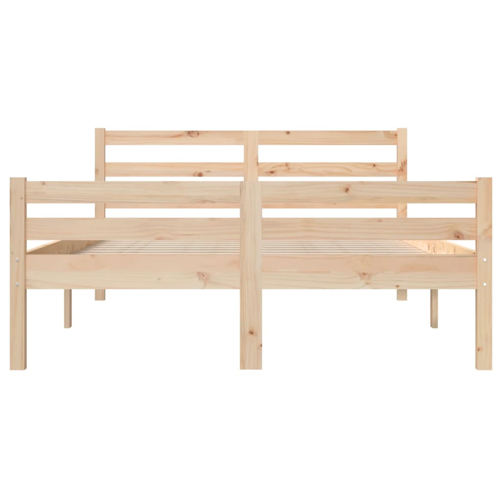Solid Wood Bed Frame 140x200 cm - Natural Finish No Mattress Included