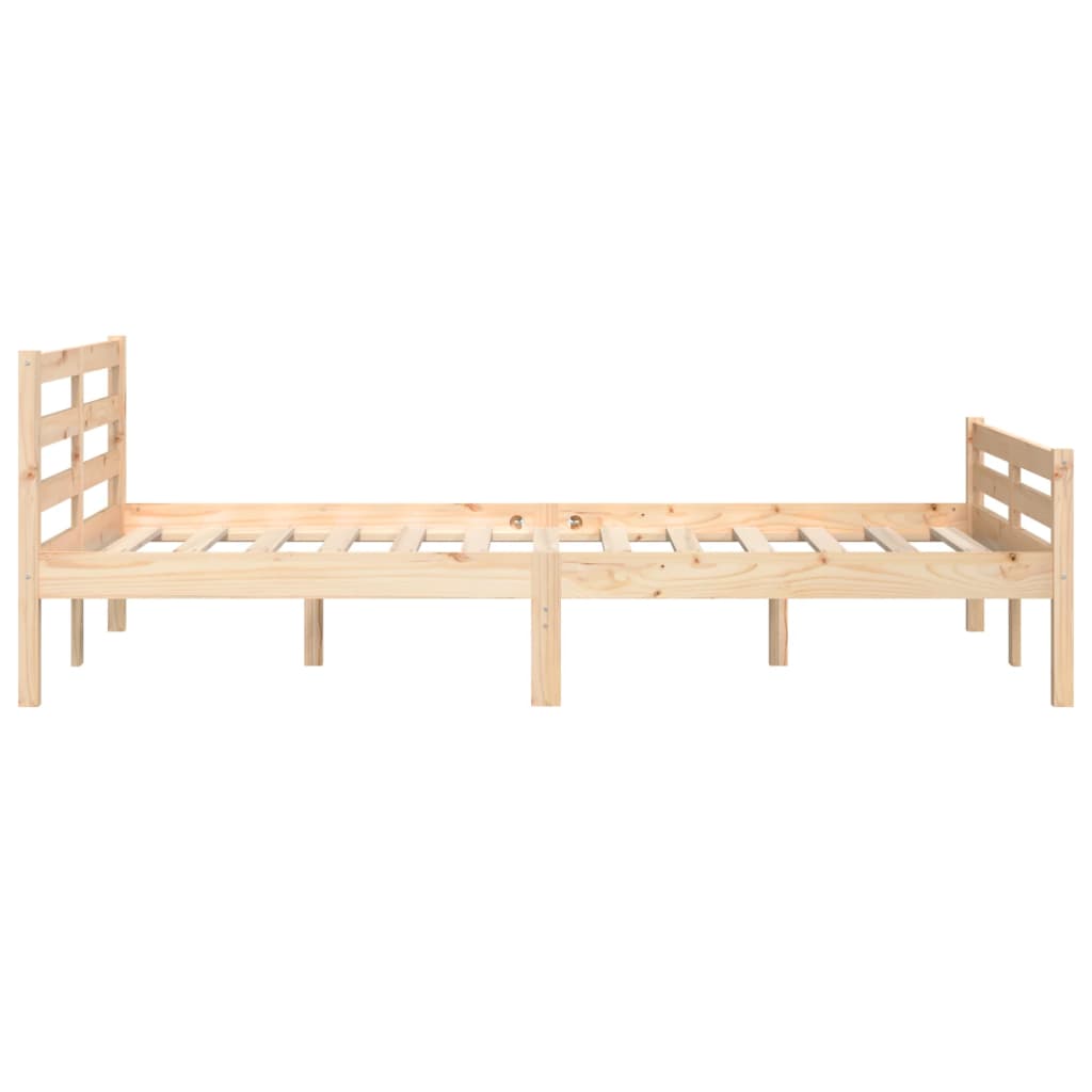 Solid Wood Bed Frame 140x200 cm - Natural Finish No Mattress Included