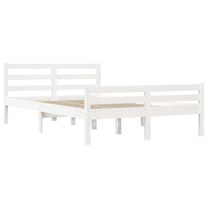 White Solid Wood Bed Frame 140x200 cm - No Mattress Included