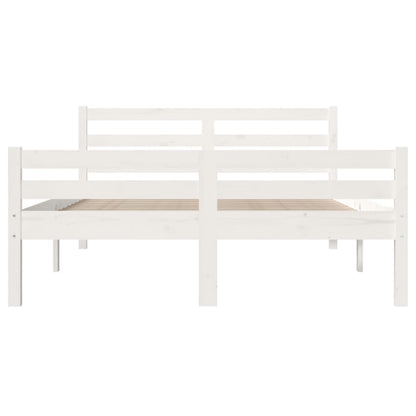 White Solid Wood Bed Frame 140x200 cm - No Mattress Included