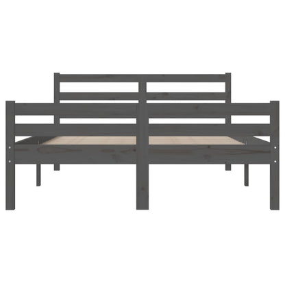 Solid Wood Grey Bed Frame 140x200 cm - Mattress Not Included