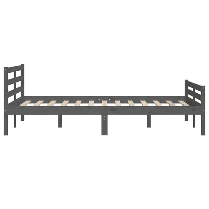 Solid Wood Grey Bed Frame 140x200 cm - Mattress Not Included