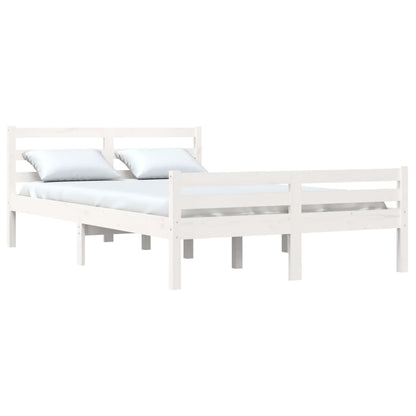 King Size White Solid Wood Bed Frame 150x200 cm (No Mattress)
