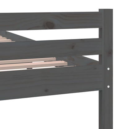 Solid Wood Grey King Size Bed Frame 150x200 cm - No Mattress Included