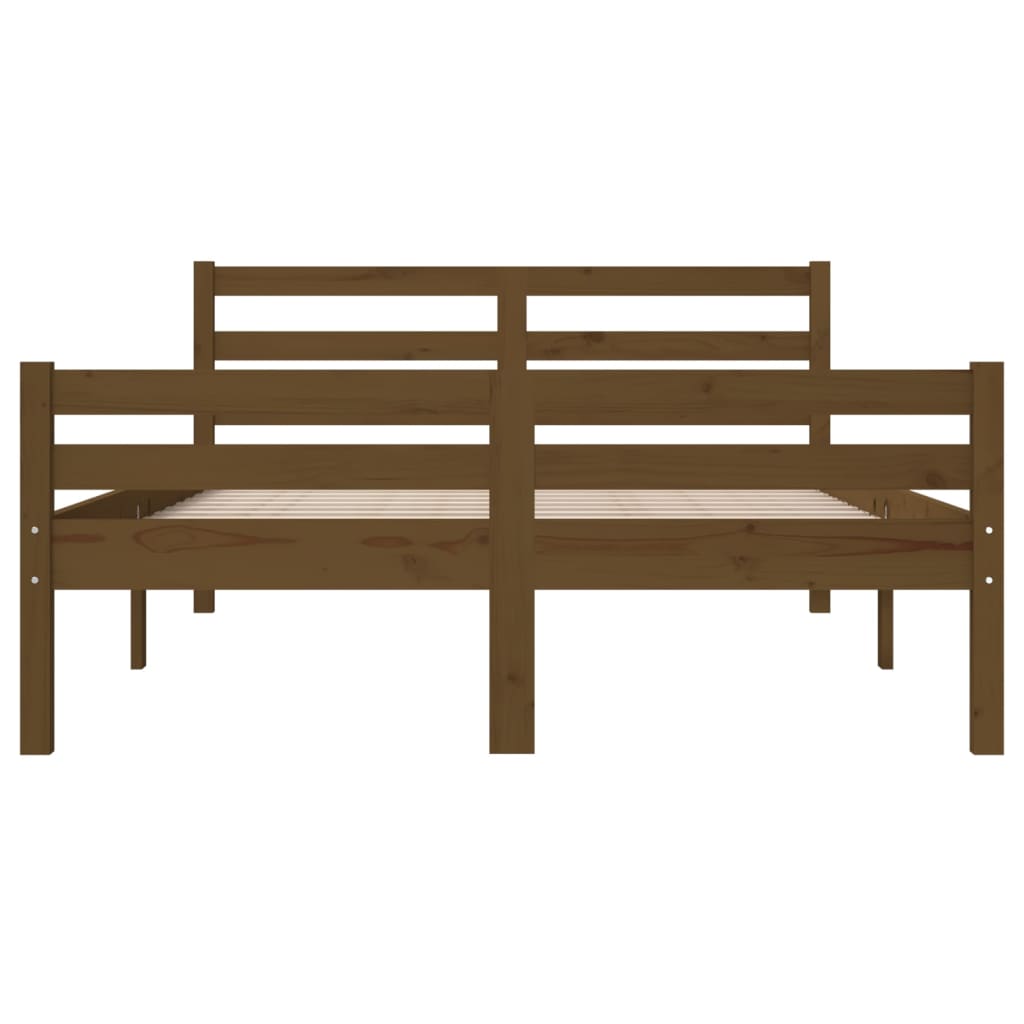 King Size Honey Brown Solid Wood Bed Frame 150x200 cm