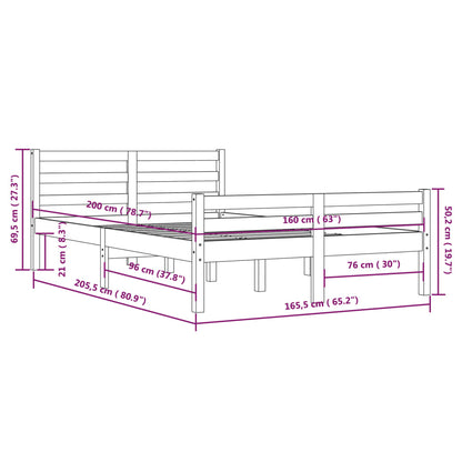 Bed Frame without Mattress Solid Wood 160x200 cm