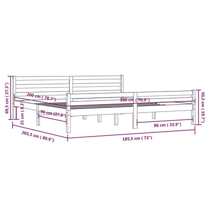 Super King Solid Wood Bed Frame 180x200cm - White Finish