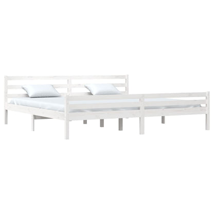 Solid Wood White Bed Frame, 200x200 cm - Mattress Not Included