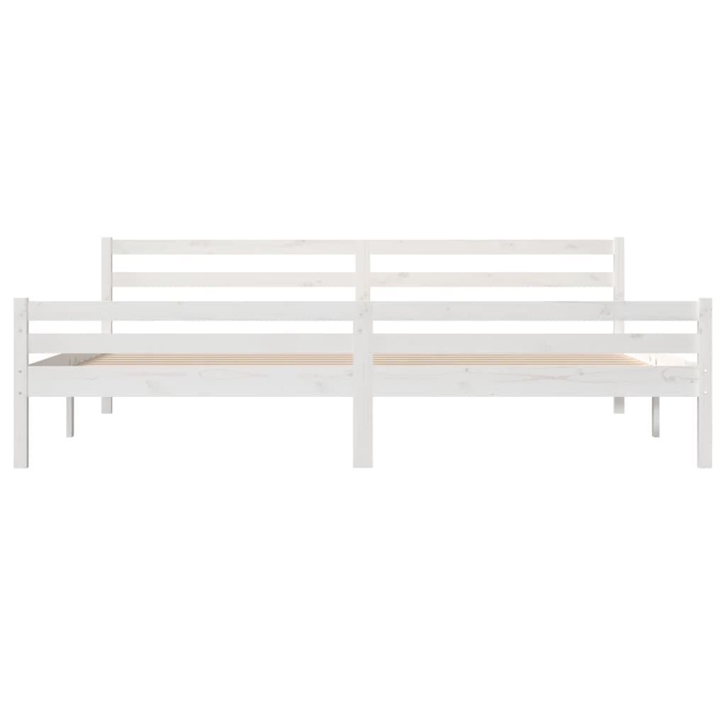 Solid Wood White Bed Frame, 200x200 cm - Mattress Not Included