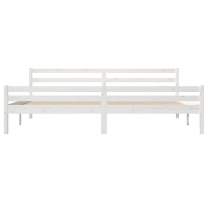 Solid Wood White Bed Frame, 200x200 cm - Mattress Not Included
