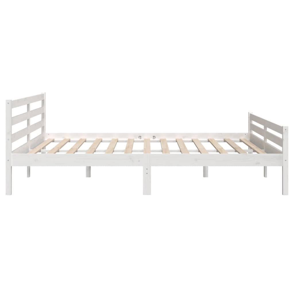 Solid Wood White Bed Frame, 200x200 cm - Mattress Not Included