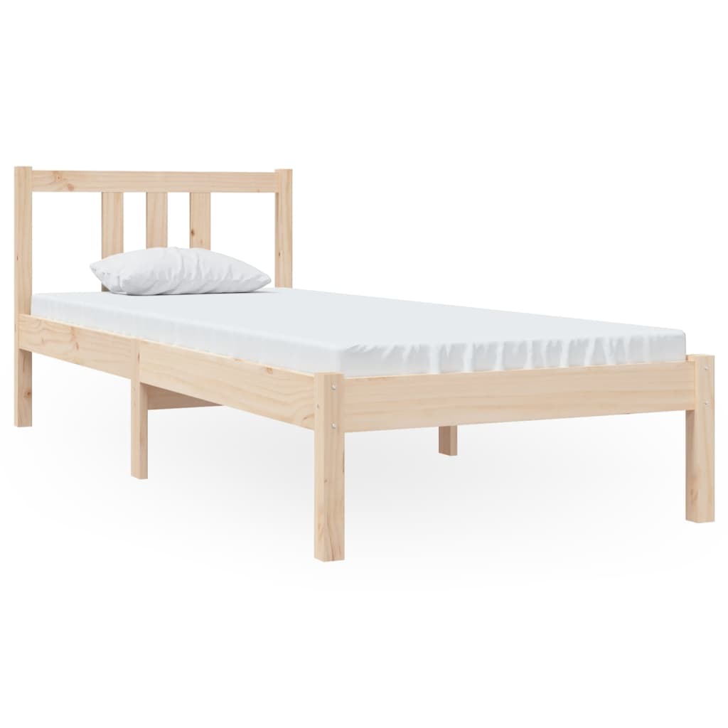 Solid Wood Small Single Bed Frame 75x190 cm - No Mattress Needed