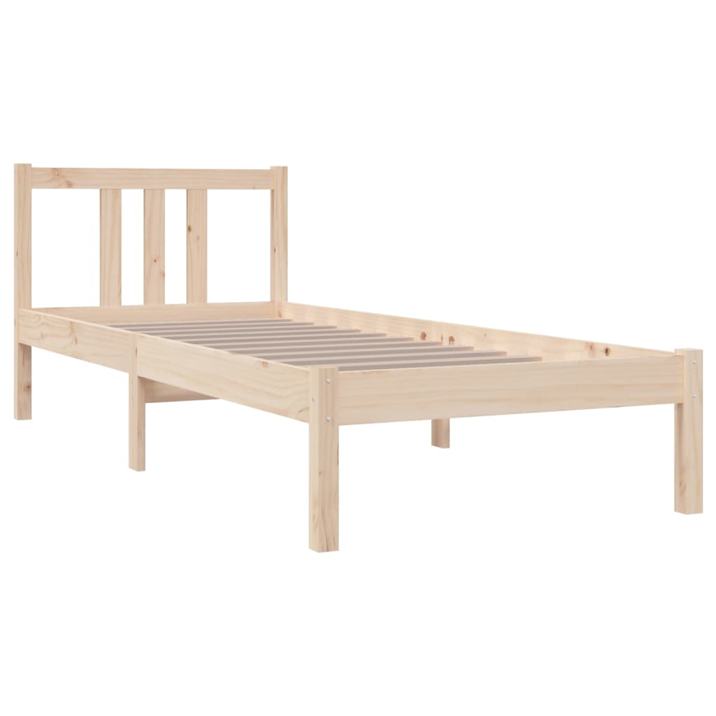 Solid Wood Small Single Bed Frame 75x190 cm - No Mattress Needed
