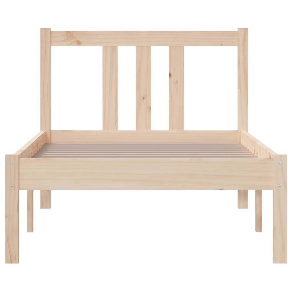 Solid Wood Small Single Bed Frame 75x190 cm - No Mattress Needed