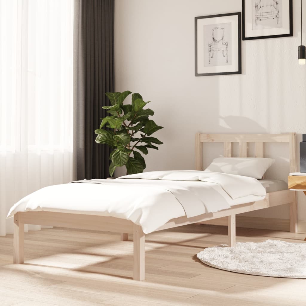 Solid Wood Small Single Bed Frame 75x190 cm - No Mattress Needed