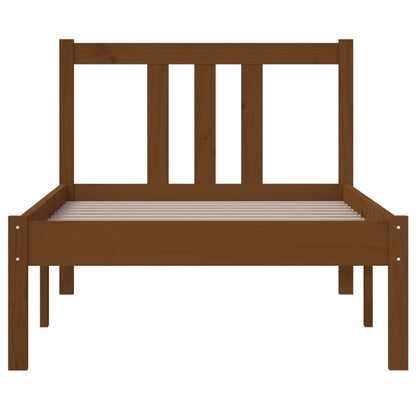 Small Single Solid Wood Bed Frame 75x190 cm, Honey Brown Finish