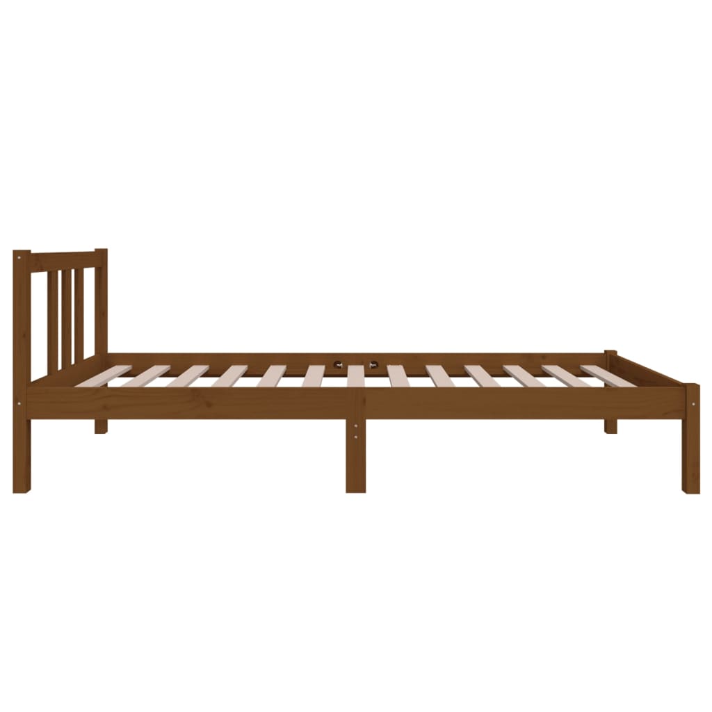 Small Single Solid Wood Bed Frame 75x190 cm, Honey Brown Finish