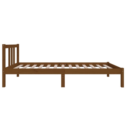 Small Single Solid Wood Bed Frame 75x190 cm, Honey Brown Finish