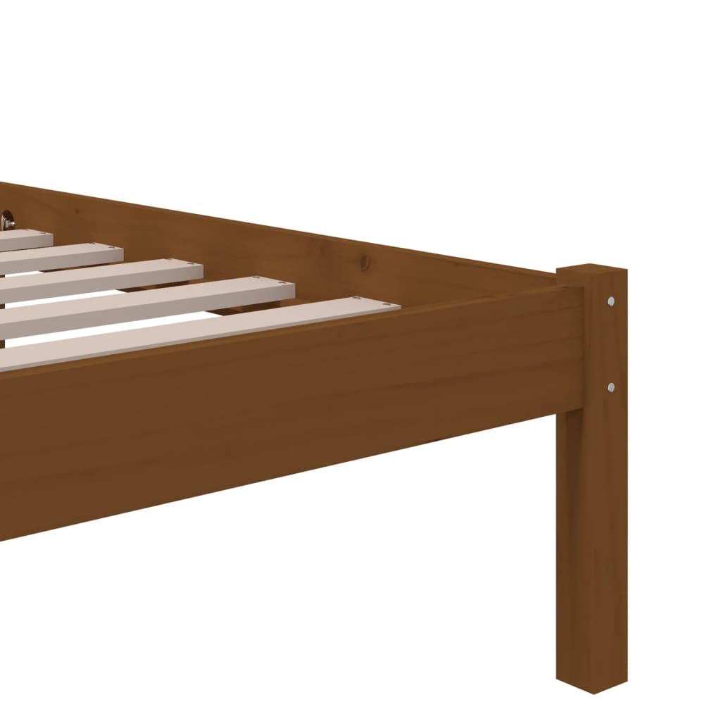 Small Single Solid Wood Bed Frame 75x190 cm, Honey Brown Finish
