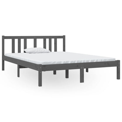 Bed Frame without Mattress Grey Solid Wood 135x190 cm Double Double