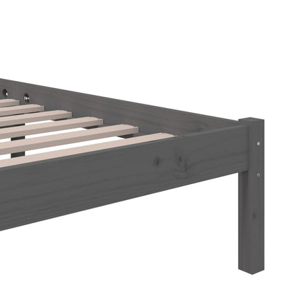 Bed Frame without Mattress Grey Solid Wood 135x190 cm Double Double
