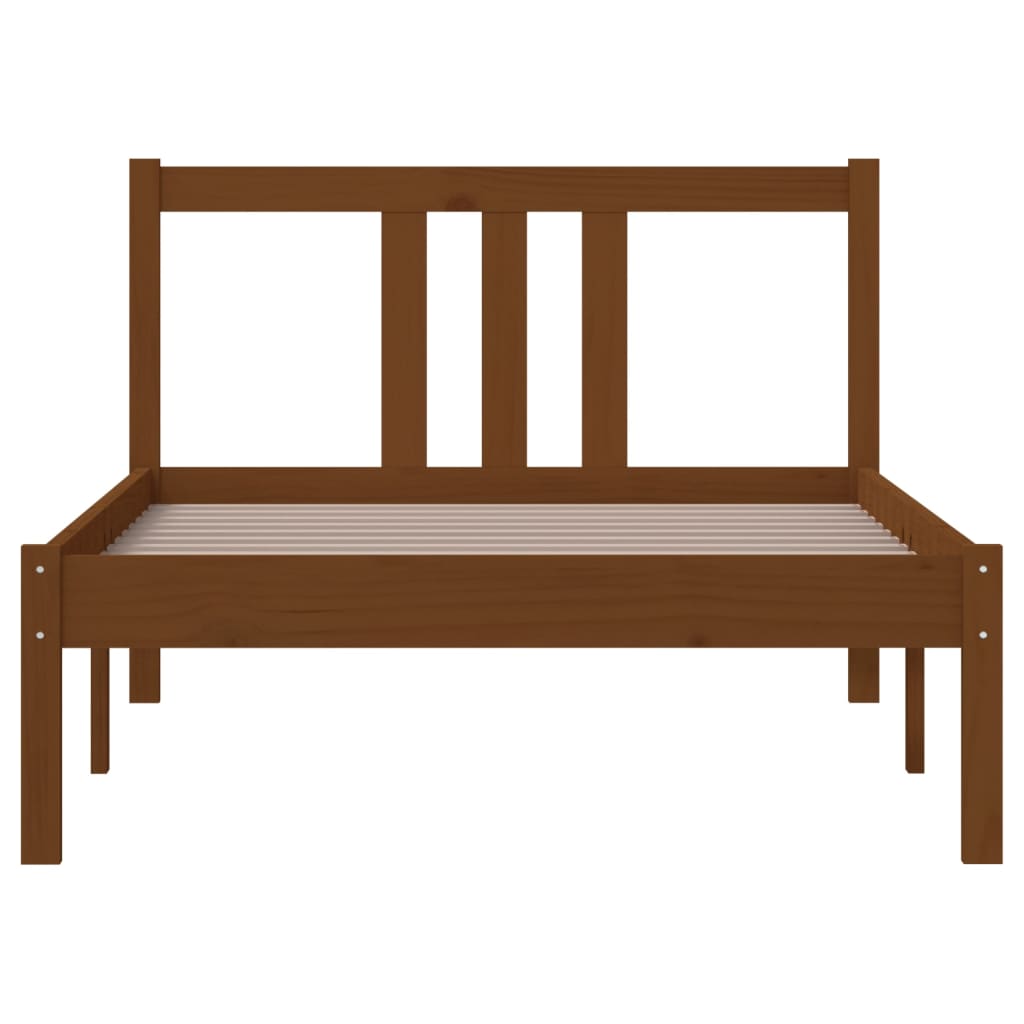 Solid Wood Bed Frame, Honey Brown, 90x200 cm, No Mattress